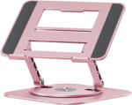 PadForce Suport laptop PadForce®, 11-17.3" inch, Rotire 360°, Ajustabil pe Inaltime, Pana la 10 kg, Portabil, Anti-Alunecare, Stabil pe birou, Reglaj intensita (BS-448-ROZ) Suport laptop