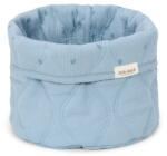 Little Dutch Cos de depozitare rotund matlasat pentru comoda de infasat - 20 x 15 - Pure Denime Blue - Little Dutch