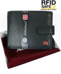 ALBATROSS RF védett fekete színű, oldalfalas aprótartós férfi bőr pénztárca 315-SN2215L - taskaweb