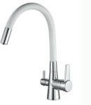 Getwell Gadwall, két karos, 3 utas, rugalmas nyakú, Konyhai csap víztisztítókhoz Fehér színben (GWC301-W)