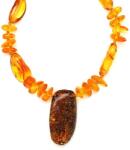 R. M. ékszer Borostyán medál pebble splitter nyaklánc 45cm (023663)