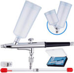  Aerograf Precizie 0, 2 + 0, 3 mm Duza, Acțiune Dublă, Două Rezervoare (TF2-100291)