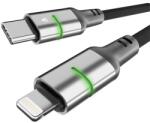 AVAX CB635 STEELY LED 1m 27W USB-C - Lightning fekete fonott gyorstöltő kábel AVAX_CB635 (AVAX_CB635)