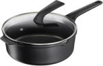 Tefal Cratita cu capac de sticla Tefal Robusto, 26 cm, inductie, invelis antiaderent din titan, aluminiu turnat, indicator Thermo-Signal, margini turnare, maner lateral integrat, negru (3168430333871)