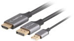 Lanberg HDMI 2.0 to Displayport 1.2 4K 60Hz kábel 1m (CA-HDDP-20CU-0010-BK) (CA-HDDP-20CU-0010-BK)