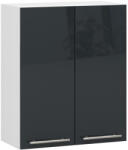 Akord Oliwia Fali Konyhaszekrény 60 cm Fehér-Grafit Magasfényű