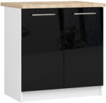 Akord Oliwia S80 Konyhai Szekrény Laminált Fehér-Fekete Magasfényű