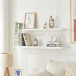 PremiumXL Fali Polc 2 db-os Szettben Stranda 100x20x4 cm Fehér