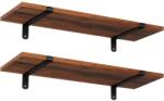 SONGMICS Falipolc Készlet, 2 db-Os Úszó Dekoratív Polc, 60 x 20 x 7 cm, Barna És Fekete