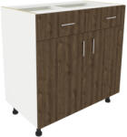  Benita 2 fiókos 2 ajtós Alsó konyhaszekrény Bronz Tölgy-Fehér 80x50x80 cm N