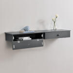 PremiumXL Falipolc Szett Tárolórekesszel 2 db Fiókos Fali Polc 60x24x12, 6 cm SötétSzürke