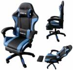 PRO-X GOBORELAX Scaun gamer cu suport pentru picioare și funcție de masaj - albastru-negru (BM028)