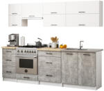 Akord Oliwia G2 Konyhabútor Szett 2.4 m Fehér-Beton