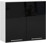 Akord Oliwia Fali Konyhaszekrény 80 cm Fehér-Fekete Magasfényű