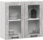 Akord Oliwia Fali Vitrines Konyhaszekrény Laminált Fehér-Beton