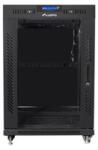 Lanberg 19" szabadon álló rack szekrény 15U/600X600 üvegajtó, lapraszerelt, LCD kijelző, fekete V2 FF01-6615-12BL (FF01-6615-12BL)