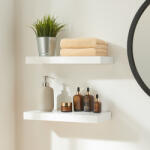 PremiumXL Fali Polc 2 db-os Szettben Stranda 40x17x4 cm Fehér