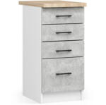 Akord Oliwia Konyhai Fiókos Szekrény Beton-Fehér Sonoma Munkalappal