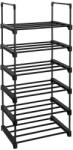 SONGMICS 6-Szintes Vas Cipőtároló Állvány Fekete Variálható Polcrendszer
