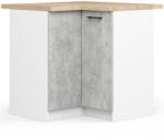 Akord Oliwia Sarok Konyhaszekrény Laminált Fehér-Beton Tölgy Munkalappal