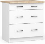 Akord Oliwia 80 Konyhai Fiókos Szekrény Fehér Matt Sonoma Tölgy Munkalappal