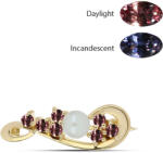  Arannyal Bevont Ezüst Bross Tsivory Színváltós Gránáttal és Fehér Édesvízi Kagylógyönggyel, Y61975