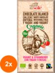 Chocolates Solé Set 2 x Ciocolata Alba BIO cu Iaurt si Capsuni, 100 g, Chocolates Sole