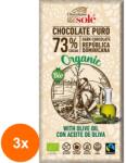 Chocolates Solé Set 3 x Ciocolata Neagra BIO cu Ulei Extravirgin de Masline, 100 g, Chocolates Sole
