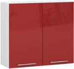 Akord Oliwia Fali Konyhaszekrény 80 cm Fehér-Piros Magasfényű