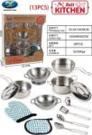 Triton Konyhai Edénykészlet Gyerekeknek, 13 Db, Fém, Eszközökkel És Köténnyel, Tarka (ZDZ. 668-E3) (ZDZ.668-E3)