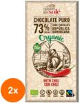 Chocolates Solé Set 2 x Ciocolata Neagra BIO cu Chili, 73% Cacao, 100 g, Chocolates Sole