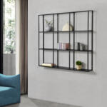 PremiumXL Fali Polc Jelsa 100x18x110 cm vas Fekete