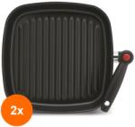 Elcadis Set 2 x Tigaie Grill cu Maner Reclinabil, 28 x 28 cm, Italia, Piardi (CLE-2xELC-PD-GRILL-28X28-REC)