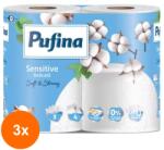 Pufina Set 3 x Hartie Igienica Lux, 3 Straturi, Alb Sensitive, Pufina, 4 Role (CLE-3xELC-PUF-HI3-4-LUX-ALB)
