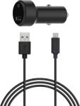 XQISIT Autós Töltő Usb Aljzat 10w, Gyorstöltő + Microusb Kábel, Fekete (4029948070513) (4029948070513)