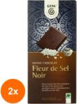 GEPA Set 2 x Ciocolata BIO Neagra, Fleur de Sel Noir, 100 g, Gepa