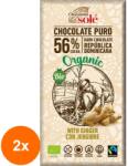 Chocolates Solé Set 2 x Ciocolata Neagra BIO cu Ghimbir, 56% Cacao, 100 g, Chocolates Sole