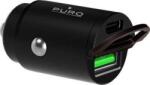 PURO Mini Autós Töltő 1xUSB-A és 1xUSB-C Csatlakozással 30W PD - Fekete (PUR403BLK) (PUR403BLK)