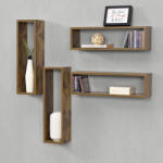 PremiumXL Négyrészes Falipolc Fagernes Melaminrétegelt Forgácslap 59x14, 5x17 cm Fa-Hatású, Sötét Árnyalat