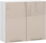 Akord Oliwia Fali Konyhaszekrény 80 cm Fehér-Cappuccino Magasfényű