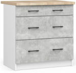 Akord Oliwia 80 Konyhai Fiókos Szekrény Beton Mintás Fehér Munkalappal