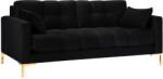 Micadoni Fekete bársony háromszemélyes kanapé MICADONI Mamaia177 cm, arany alappal (MIC3SE1MAMAIA113)