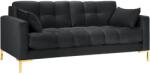 Micadoni Mamaia 177 cm sötétszürke bársony háromszemélyes kanapé arany alappal (MIC3SE1MAMAIA112)