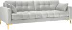 Micadoni Világosszürke bársony négyszemélyes kanapé MICADONI MAMAIA 217 cm arany alappal (MIC_4S_E1_MAMAIA110)