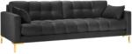 Micadoni MAMAIA 217 cm sötétszürke bársony négyszemélyes kanapé arany alappal (MIC_4S_51_E1_MAMAIA112)