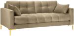 Micadoni Mamaia bézs bársony háromüléses kanapé 177 cm arany alappal (MIC3SE1MAMAIA102)