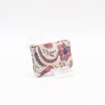 Amnisu bézs / virágmintás egy cipzáras bőr kulcstartó a3003