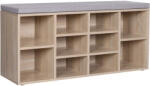 Brius Banca hol suport pantofi 10 compartimente perna textil, 104x48x30 cm, maxim 150 kg, stejar (EZ-LHS10NLV1) Pantofar