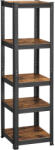 Brius Etajera 5 rafturi ajustabile, structura metalica, stil industrial, MDF, 37x37x150 cm, maro si negru (EZ-GLR037B01) Raft