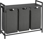 Brius Cos de rufe, 3 compartimente, saci de rufe detasabili, raft, cadru metalic, 3x38L, 93x33x72 cm, negru (EZ-BLH301G01)